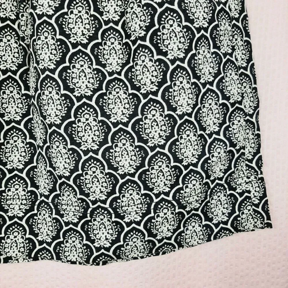 NEW Loft Ann Taylor Petites Linen Blend Skirt Zip Unlined Black and Ivory Sz 0P
